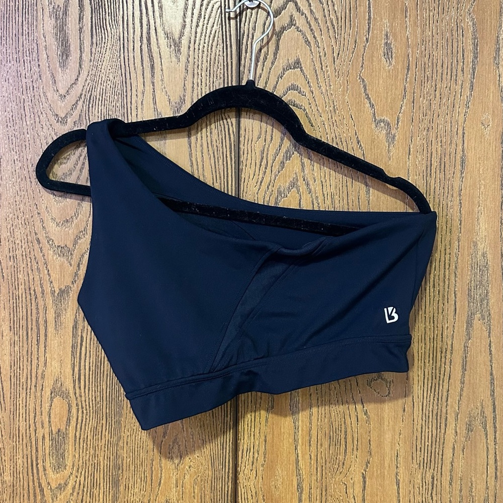BuffBunny Black One-Shoulder Sports Bra